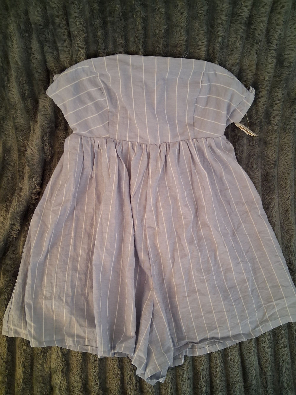 Ultra Flirt Light Blue and White Striped Girls Romper